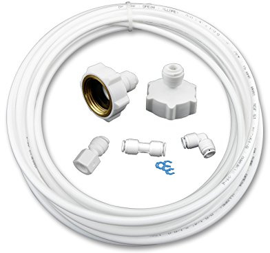 FILTROTECH Kühlschrank Anschluss-Set 5 m, Kombi-Adapter | NSF-PE-Schlauch 6,35 mm, Adapter Kunststoff mit Messinggewinde, für Kühlschrank und Osmoseanlage