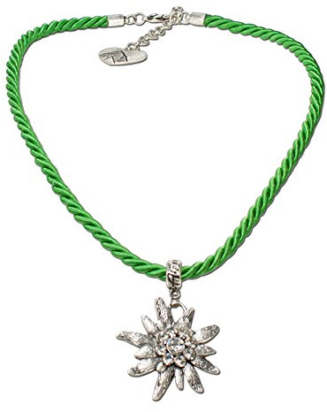 Alpenflüstern Kordel-Trachtenkette Strass-Edelweiß - Damen-Trachtenschmuck Dirndlkette in traditionellen Farben DHK100