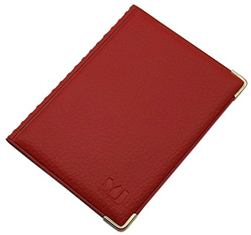 Exclusives Ausweisetui / Ausweishülle / Kreditkartenetui mit Schutzecken aus Metall 10 Fächer MJ-Design-Germany Schwarz Made in EU (Design 3 / Rot)