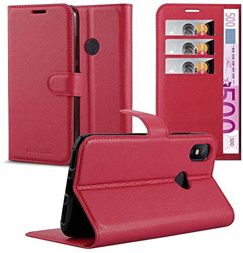Cadorabo Funda Libro para Xiaomi Mi A2 / 6X en Rojo CARMÍN - Cubierta Proteccíon con Cierre Magnético, Tarjetero y Función de Suporte - Etui Case Cover Carcasa