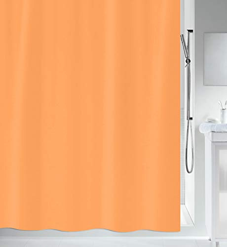 Spirella Anti-Schimmel Duschvorhang - Anti-Bakteriell, waschbar, wasserdicht - Polyester, „Primo “ 120x200cm Orange