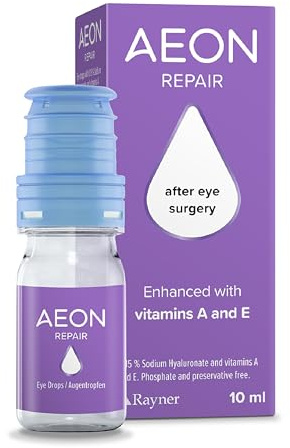 Rayner AEON Repair - Eye Drops for Moderate to Severe Dry Eye & After Surgery Discomfort - with Vitamin A & E, Contact Lens Friendly, 10ml