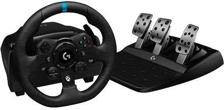 Logitech G G923 Volant de Course et Pédales, Retour de Force TRUEFORCE, Pédales Sensibles à la Pression, Double Embrayage, Launch Control, Design Traditionnel, pour Xbox Series X|S, Xbox One, PC, Noir