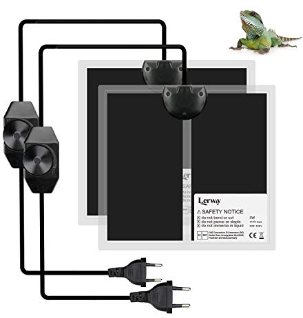 LERWAY Reptil Heizmatte, 2PCS Terrarium Heizmatte Temperaturregler Wärmematte für Reptilien Eidechse Gecko Schlangen Schildkröte Spinne (2 Pack-5W)