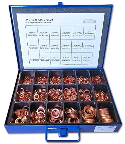 ASSORTIMENT 1325 JOINTS CUIVRE D'ETANCHEITE EN COFFRET METALLIQUE