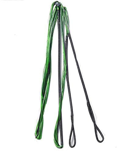 Bogenschießen 60-70 Zoll Bogensehne Handgefertigte Ersatz-Bogensehne für traditionelles Recurve-Bogen-Langbogen-Zubehör (grün und schwarz, 62 Zoll)