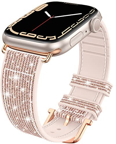 Neitra Bling Soft Band Compatible with Apple Watch Straps 38/40/41/42mm | Silicone Replacement Band, Color-Changing Smartwatch Bracelet for iWatch SE 3 2 1 Series 11 10 9 8 7 6 5 4(Gold)