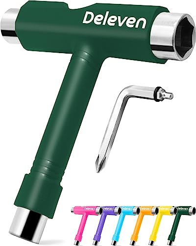 Deleven All-in-One Multifunktions-Leichtgewichtiges Tragbares Skate Tool mit 2-in-1 Inbusschlüssel & Phillips-Schraubendreher - Justiere Rollschuhe, Longboards, Skateboards, Quads, Achsen & Kingpin