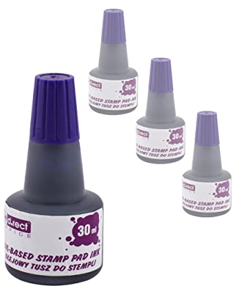 D.RECT-12 Stück Ölhaltige Stempelfarbe Tinte für Metall Stempelkissen, Flasche 30 ml für alle Numeroteure, Paginierer und Handstempel mit Metallziffern für Stempel mit Metallstempelplatte violett