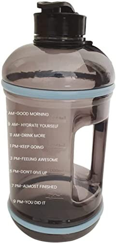 New Jumbo 2.2 Litre Sports and Gym Water Bottle with Time Markings Extremely Durable BPA Free Ideal Bottles for Gym Dieting Bodybuilding Outdoor Sports Hiking Cycling Office and Fitness (Black/Blue)