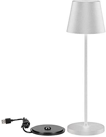 V-TAC Dimmbare LED-Tischlampe Kabellos mit Touch-Bedienung - Wiederaufladbar Weiß Lampe für den Innen und Draußen - Außenbereich IP54 - Hause Restaurant - 4400-mAh-Akku - Warmweiß 3000K - 2W, VT-7522