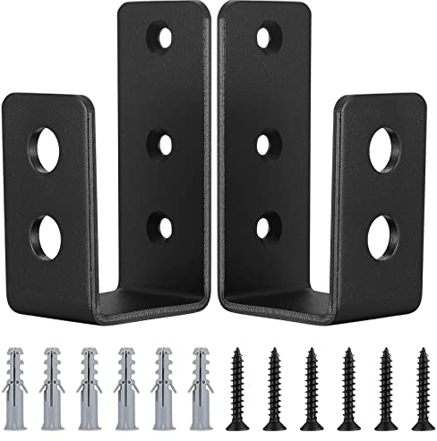 2 Soportes de Cerrojo de Puerta en Acero en Forma de U, Compatible con Tablas 2x4, para Reforzamiento de Puertas de Granero, Garaje y Almacén (Círculo) (Cuadrado)