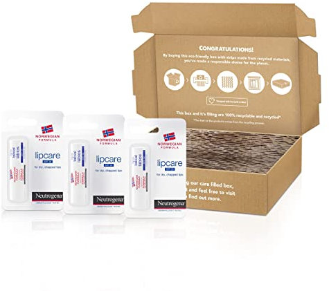 Neutrogena Norwegian Formula SPF 20 - Bálsamo labial (3 paquetes de 4,8 g), cuidado de labios para proporcionar un alivio inmediato y duradero para labios secos y agrietados con protección solar y