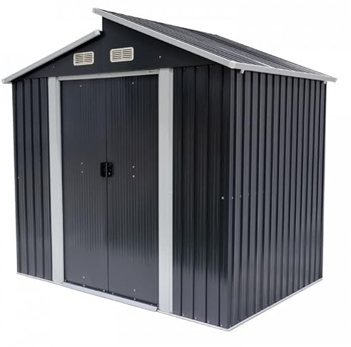 Grindi - Gartenhaus aus Metall, Wetterfest für Rad- & Gartengeräte, Geräteschuppen Mülltonnenbox Fahrradgarage Gartenhaus Gartenschrank - 4 m2, 173x235x225 - Ulmus I