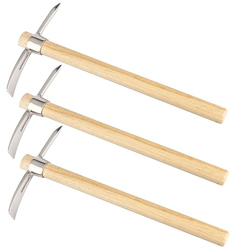 GENHAKON 3 PCS 16 Inch Mattock Pick Axe, Stainless Steel Pick Mattock Hoe, Garden Pick, Pick Mattock for Weeding, Loosening Soil, Planting Vegetables, Digging Holes, Chopping Roots and Much More