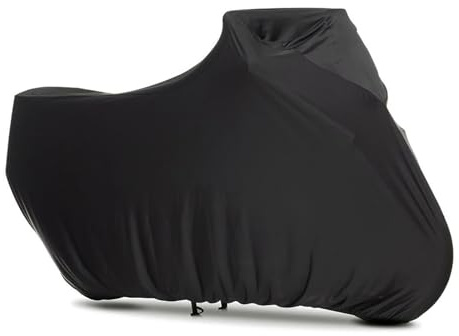 BHIEE Indoor Motorrad Abdeckplane Stretch Stoff Innen Motorradabdeckung Staubschutz-elastischer Motorradplane Motorrad Schutzhülle 265 x 105 x 125 cm Schwarz