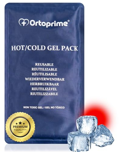 OrtoPrime Poche de Glace en Gel pour Blessures - poche gel chaud froid - Gel Réutilisable pour Congélateur et Micro-ondes 26 x 15 cm - compresses chaud froid Adaptable à Toute Partie du Corps