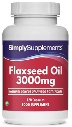Flaxseed Oil Capsules 3000mg | 120 Capsules of Cold Pressed Flaxseed Liquid = 40 Days' Supply | ALA Supplement for Omega 3 | Manufactured in The UK