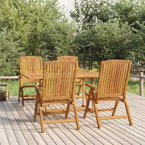Festnight Gartenmöbel Set Gartentisch mit Stühlen Set 4 Personen Sitzgruppe Garten Essgruppe Holz Gartentisch Set mit 4 Stühlen Klappbar Gartengarnitur Sitzgarnitur Esstisch Massivholz Teak