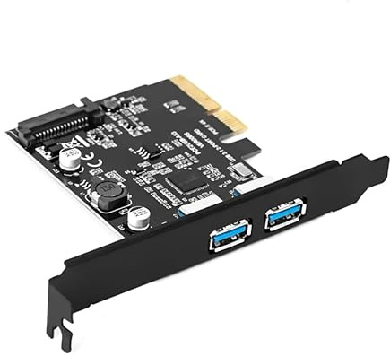 YBBOTT PCIe 4X to Dual USB 3.1 Gen2 Type A Expansion Card - 10Gbps ASM3142 Chipset, Hot-Swap Support, Windows/Mac Compatible, Low-Profile Bracket Included (Not for PCIe x1 Slots)