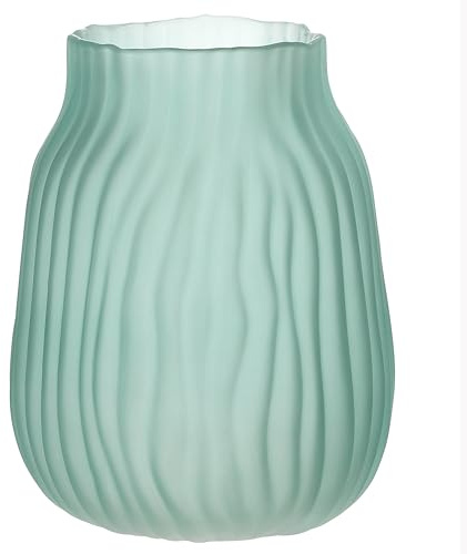 Große grüne Glasvase für Blumen, gerippt, hoch, goldene Bodenvase, 21 cm, dekorative Vasen für Zuhause, Tischdekoration, Blumendekoration und Bauernhaus (Grün, 21 cm)