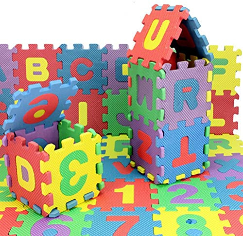 Kinder Puzzlematte, Schaumstoff-Spielmatte, Kinder-Alphabet-Zahlen-Puzzlematte, Baby-Krabbelmatte, Schaumstoffmatte, 12 X 12 cm, 36 Stück Pro Packung, Weiß 1 (Weiß)