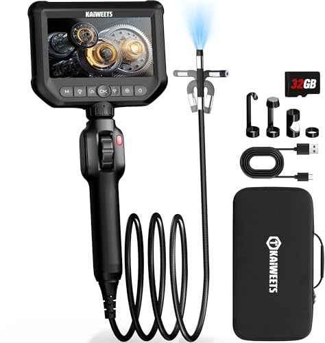 KAIWEETS Inspektionskameras Endoskopkamera mit Licht, 4,3''IPS 1080P Inspektionskamera mit Scrollradsteuerung Zwei-Wege 210° Drehung, Flexible Rohrkamera IP67 wasserdichte für Kfz und Rohrinspektion