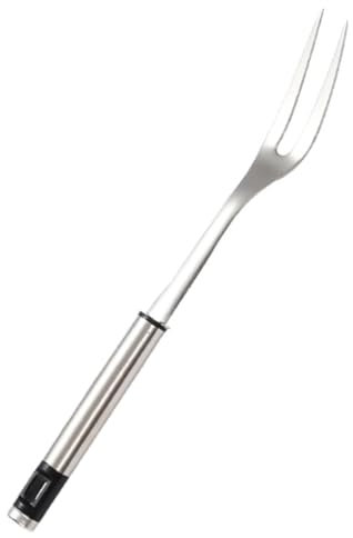 OFFSCH Fourchette à Viande Facile à Transporter Argentée en Acier Inoxydable pour Barbecue pour Réunions Familiales et Feu de Camp