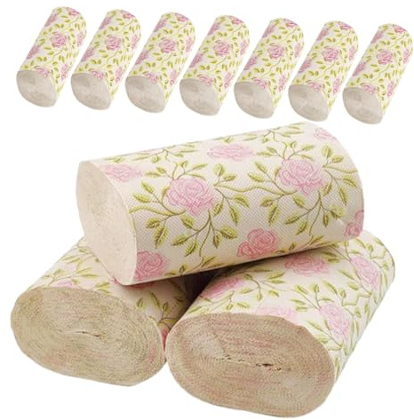 Didiseaon Pezzi di Carta Igienica in Polpa di Bambù Stampata con Rose, 10 Pezzi senza Anima, Carta Igienica Morbida e Resistente per Bagno Domestico e Ufficio, Decorativa e Ipoallergenica