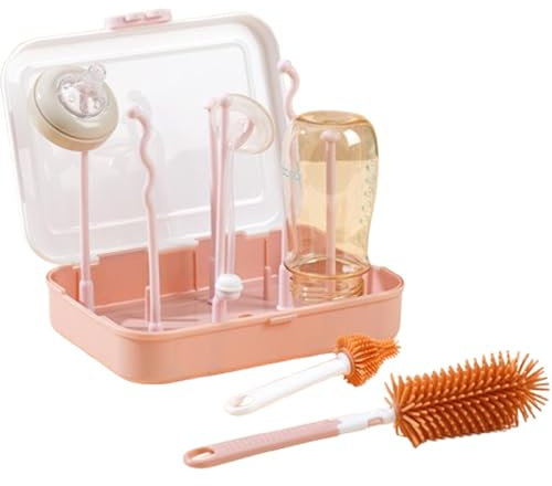 Honhoha Kit de Limpieza de biberones de Viaje,Kit de Lavado de biberones | Kit de Limpieza para Lavadora de Botellas de Viaje - Juego de Limpieza de Botellas Que Ahorra Espacio para Viajar, Acampar y