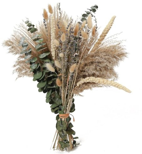 63 Stück Pampasgras Getrocknet Deko, Tischdekoration, Eucalyptus, Dried Flowers, Boho, Trockenblumenstrauß