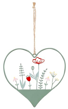Metallschild Frühling 15x15cm Dekoschild Herz Grün Wiese Türschild Wandbild Deko Frühlingsbild Osterdeko