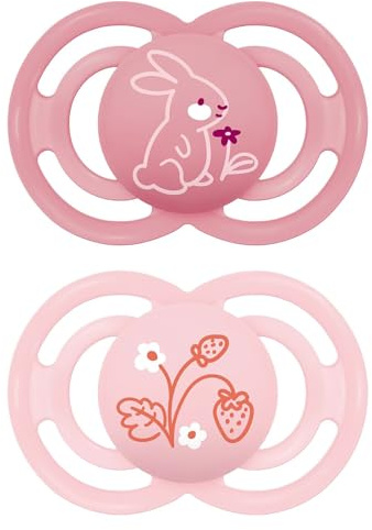 MAM Perfect Schnuller 16+ Monate, 2er Set, rosa | Mit tragbarer Schnullerhalterung, ultradünner und flexibler Sauger, SkinSoft Silikon, BPA-/BPS-frei