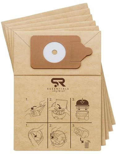 SR ESSENTIALS 5pcs Henry Hoover Bags, Double Layer Replacement Paper Dust Bags Compatible with Numatic Henry Hetty Hoover Vacuum Cleaner (Brown)