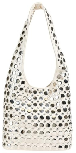 Stilvolle Beuteltasche, verziert, einzigartige Nieten, Schultertasche, PU-Leder, Achsel-Geldbörse, modische Handtasche für Trendsetter