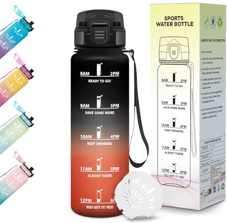 Motswedi Gourde Enfant 500 ml, sans BPA, Bouteille d'eau, Prévention des Fuites, Gourde Plastique, Compatible avec Les Boissons Gazeuses, Idéale pour l'école, Activités de Plein Air - Noir Rouge