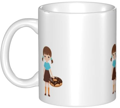 Gpkgsigt Carta bambina che fa ciambelle Stampa tazza di ceramica Tazze per cappuccino, latte, cereali, yogurt, latte, bevande calde o fredde Forno a microonde