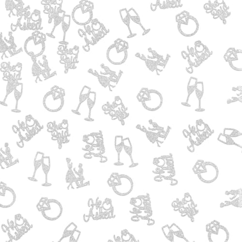 150 PCS Engagement Party Decorations, Silver Glitter He Asked She Said Yes Confetti, Diamond Ring Table Scatter, Bridal Shower Engagement Wedding Party Decorations Supplies