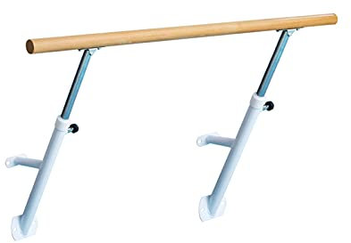 SGKOMN Verstellbare, praktische Fitnessstange, Trainingsstangen für den Haushalt, Tanzstangenstange aus Holz, Wandhalterung, verstellbare Fitness-Tanztrainings-Ballettstangen, White-1 m