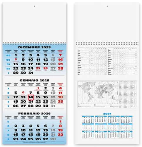 Hole Gadget | Calendari Personalizzati 2027 in Stock da 50 Pezzi Olandese Trittico Maxi 31x69 cm per Gadget Pubblicitari di Fine Anno e come Omaggio per i Clienti o Regali Aziendali | PA508