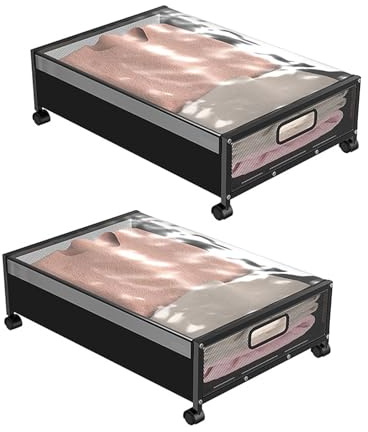 aichilra 2-pack under säng förvaring bin utrymme att rulla under sänglådor på hjul för kläder leksaker skor skor filtar