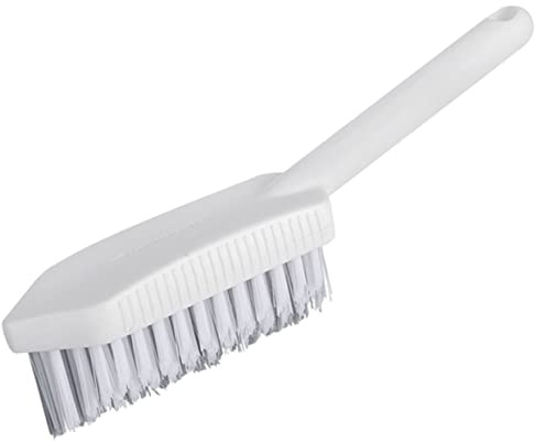 POPETPOP Shaped Crevice Cleaning Brush with Ergonomic Handle Stiff Bristles for Tile Floor Grout and Baseboard Cleaning Space Saving Hanging Design for Household Corners and Hard to Reach