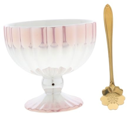 STOBAZA Ciotola per Gelato in Ceramica Piccola Tazza da Dessert con Piedini per Budino di Frutta Zuppa Inglese Noci Cocktail Bevande Feste