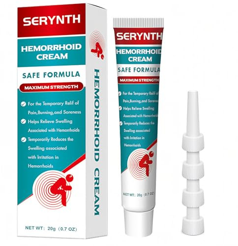 SERYNTH Hemorrhoid & Fissure Ointment, Hemorrhoid Treatment and Hemorrhoid Cream, Fast Acting Relief of Pain, Swelling, Burning, and Itching (0.7 oz.)