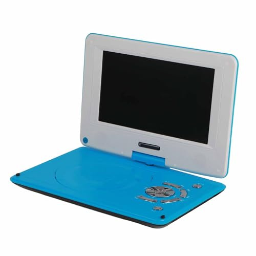 Generic Lettore DVD Portatile con Riproduzione Ad Alta Definizione Lettore DVD per Auto Display Grandangolare per Viaggi All'aperto Batteria Al Litio (BLUE)