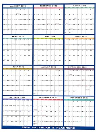 Calendario da parete cancellabile 2026, formato planner, calendario da parete cancellabile, calendario di 12 | per casa, ufficio, aula, studenti, insegnanti, pianificazione familiare
