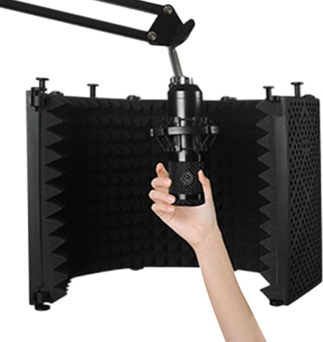 Vocal Isolation Shield 5-Side Soundproof Portable | Microphone Isolation Shield for Podcasting for Singers Music Producers Podcast Recording Video Conferencing