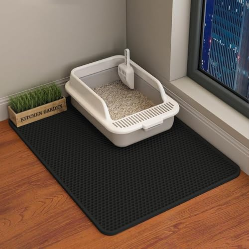 Alfombrilla para arena para gatos, 60 x 45 cm, doble capa, impermeable, diseño para gatos, caja de arena para gatos, alfombrilla para inodoro para gatos