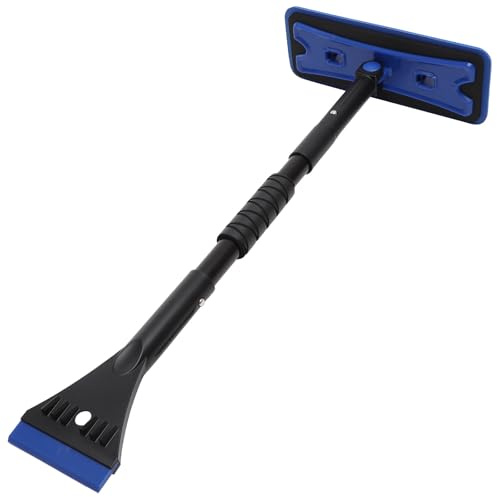 Beavorty Raspador y Cepillo Quitanieves para Coche Mango Retráctil Desmontable, Espuma Eva Azul, Pala Multifuncional para Parabrisas, Herramienta para Eliminar Nieve y Hielo Fácil