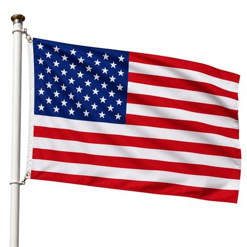Bandera Estados Unidos 90x150cm, Bandera EEUU con 2 Ojales de Latón, Bandera Copa del Mundo, USA Flag, Bandera de País para exterior, Material Poliéster, Resistente al viento y lluvia
